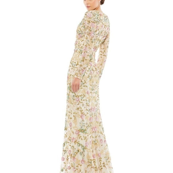 Mac Duggal 5503 NWT LONG SLEEVE FLORAL EMBELLISHED GOWN - Picture 2 of 11